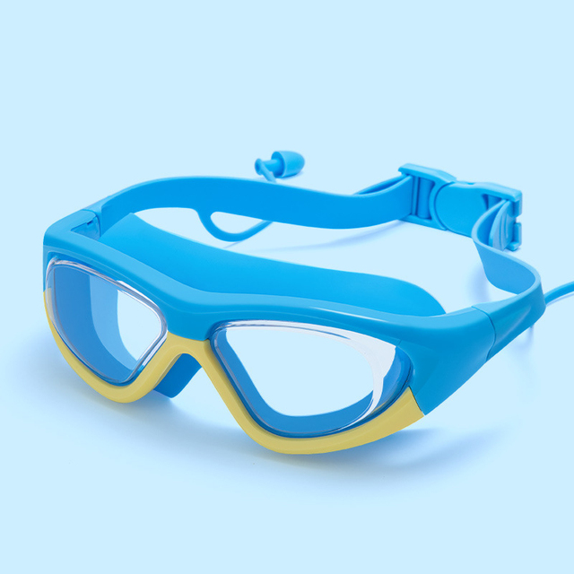 Portable Swimming Goggles With Earplugs For Children 4-15 Years Old Swimming Goggles Anti-Fog Uv Hd Swimming Pool Diving Glasses