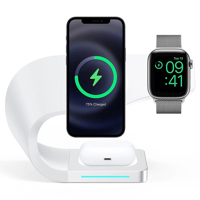 3 in 1 Wireless Chargers Stand For iPhone 13 12 Pro Max Mini Magnetic Charging Dock Station For Airpods Pro Apple watch Charger