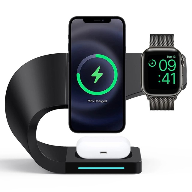 3 in 1 Wireless Chargers Stand For iPhone 13 12 Pro Max Mini Magnetic Charging Dock Station For Airpods Pro Apple watch Charger