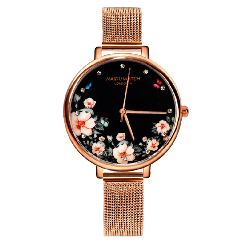 Mesh Belt Fashion Women Watch  Rose Gold Bracelet Wrist Watches China Style Clock