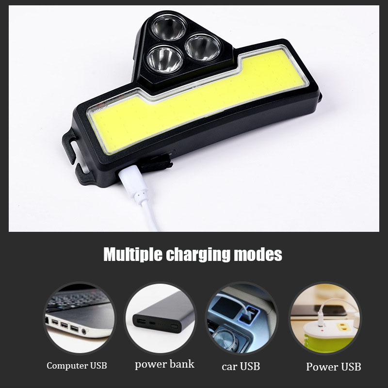 3XPE+COB Headlamp High Power Led Flashlights USB Charging Highlight Lantern Built In Battery Outdoor Night Riding Running Lamp