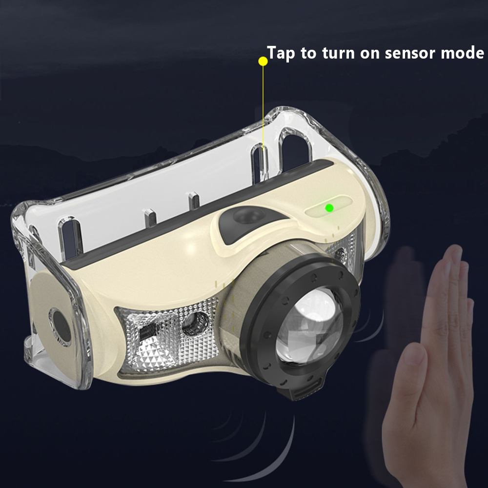 Super Bright LED Headlight Power Display Zoom Sensor Headlamp Outdoor Night Fishing and Running with Red Light Warning Lantern