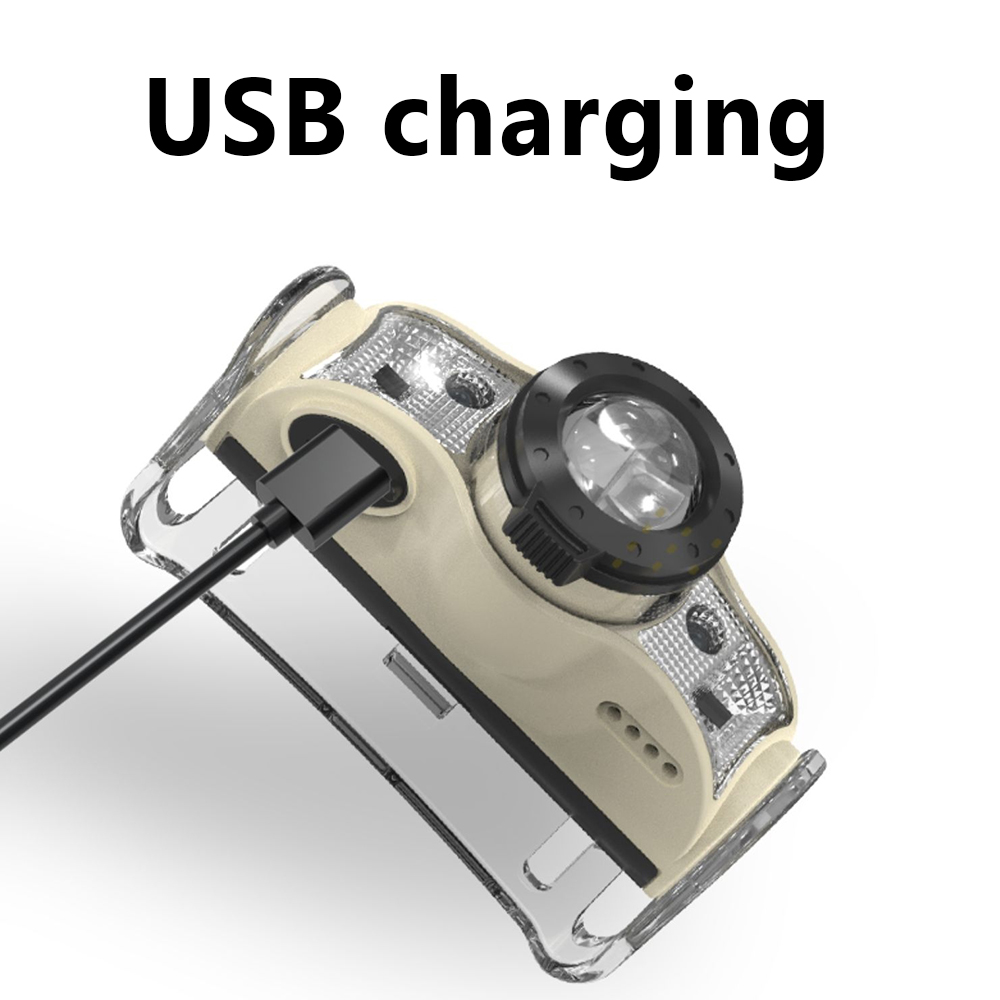 Super Bright LED Headlight Power Display Zoom Sensor Headlamp Outdoor Night Fishing and Running with Red Light Warning Lantern