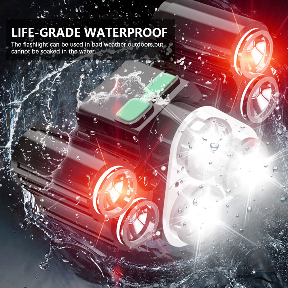 Ultra Bright 7 LED Headlamp USB Rechargeable Headlight White/Red Light 4 Switch Modes Head Lamp Waterproof Head Torch