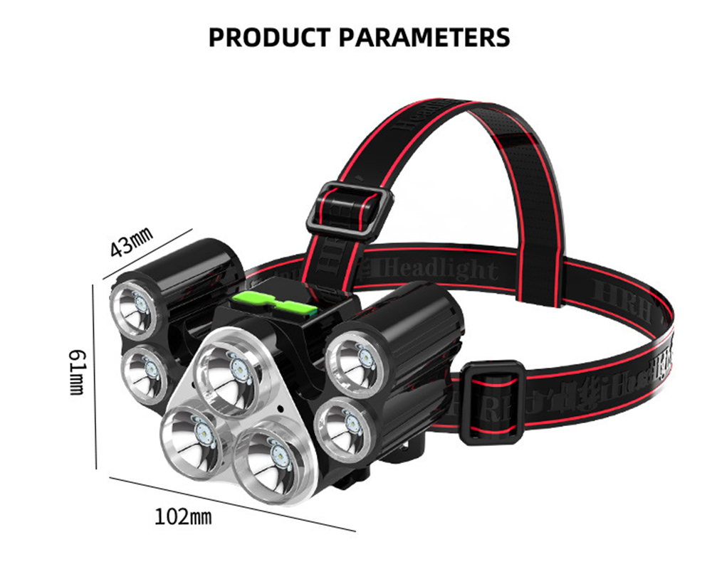 Ultra Bright 7 LED Headlamp USB Rechargeable Headlight White/Red Light 4 Switch Modes Head Lamp Waterproof Head Torch