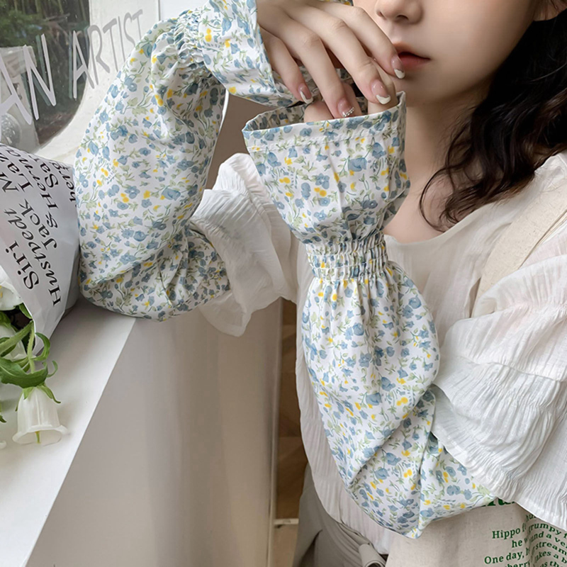 Sport Arm Sleeves Ice Silk Sunscreen Sun Protect Anti-Slip Sleeve Loose Floral Women Gloves Outdoor Driving Cycling