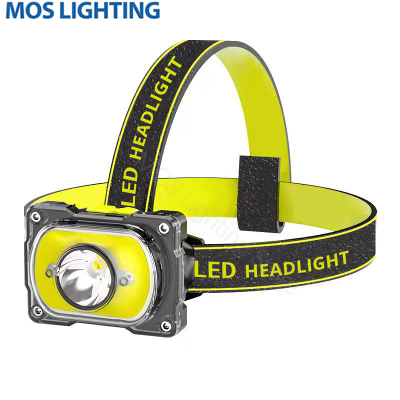 New LED Dual Light Source Glare Headlight Cob Outdoor Waterproof Headlamp Night Fishing Maintenance Cycling Night Running Patrol