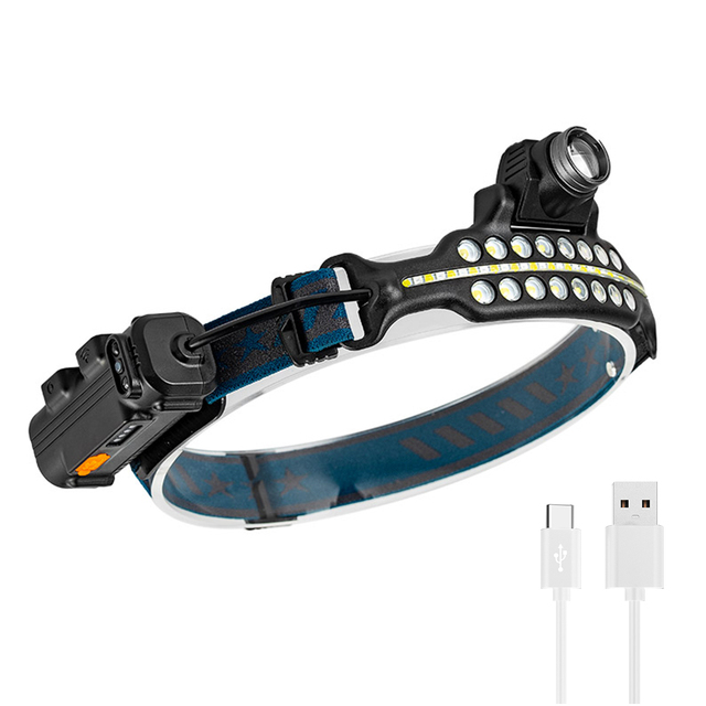 W690-1 Sensor Headlamp Multi-light Source Rechargeable Type-C Charger 7 Mode Red White Light Adventure Camping Headlight