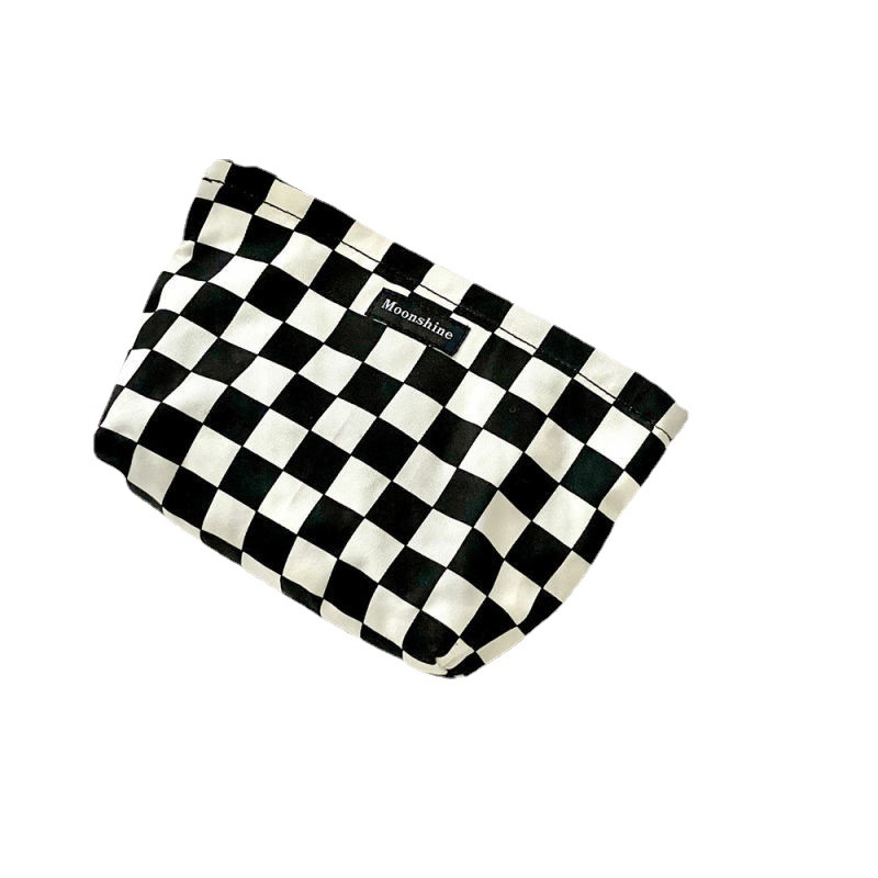 Fashion Checkered Plaid Ins Canvas Cosmetic Bags Women Advanced Organizer Storage Cases Pouch Portable Beauty Wash Pack Makeup