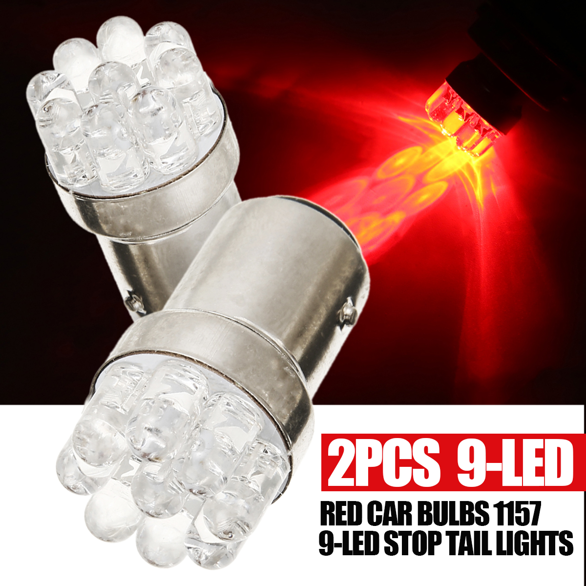 2pc DC 12V BA15D Car Stop Brake Light 9-LEDs High Brightness Red Car Signal Lamp Taillight Bulbs