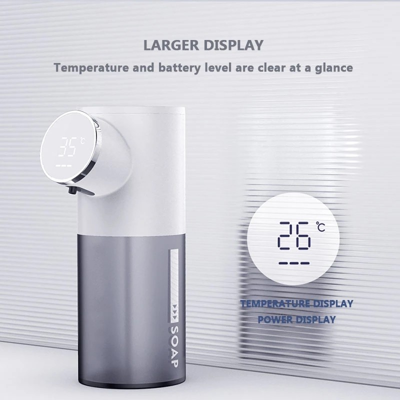 Liquid Soap Dispensers USB Rechargeable Temperature Display 320ML Automatic Dispenser Soap Foam Hand Sanitizer Machine