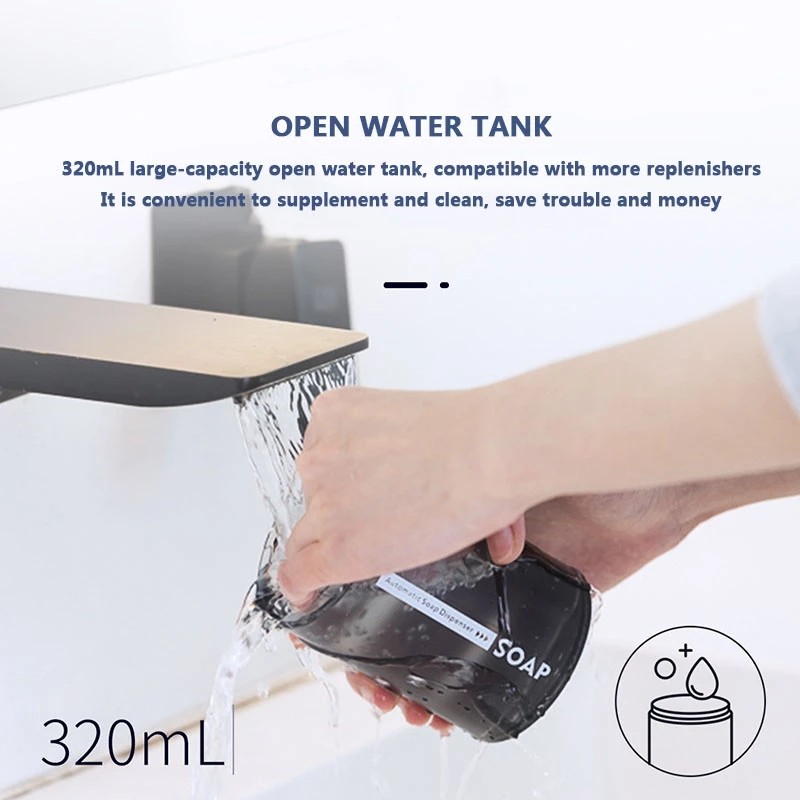 Liquid Soap Dispensers USB Rechargeable Temperature Display 320ML Automatic Dispenser Soap Foam Hand Sanitizer Machine