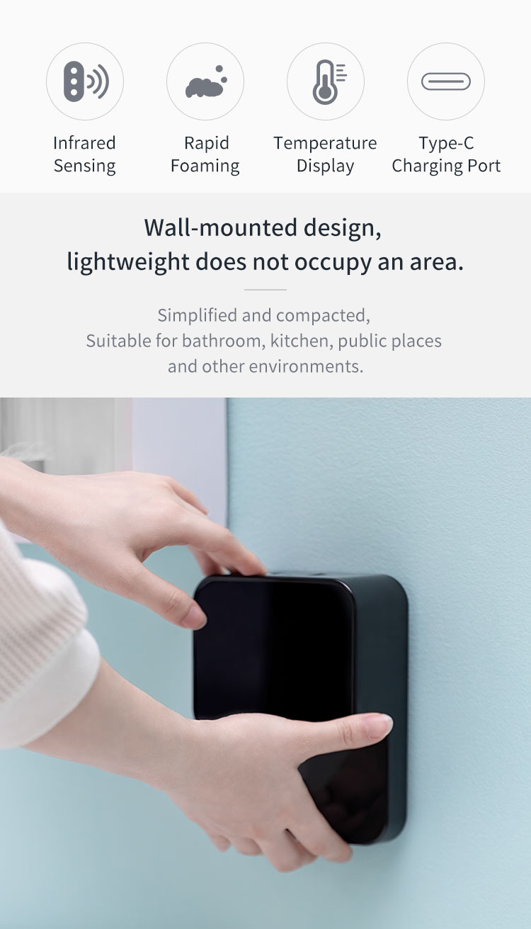 Soap Dispenser Wall-mounted LED Screen Hand Washer Automatic Induction Foam Infrared Smart Hand Sanitizer Machine