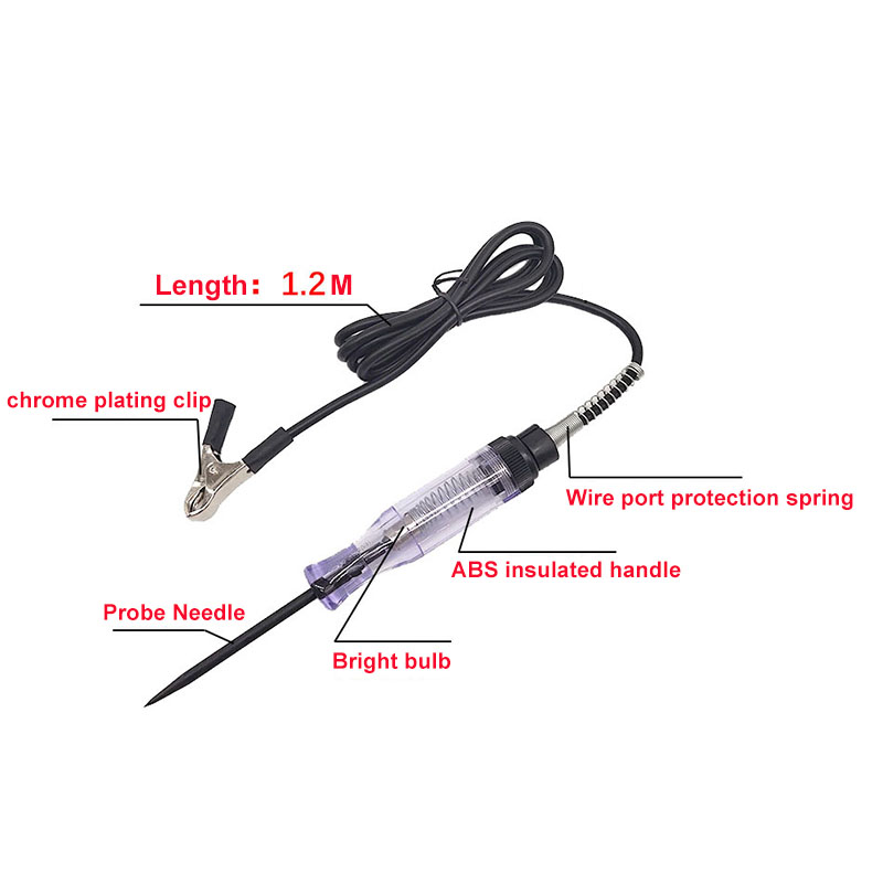 DC Car Truck Voltage Circuit Tester Digital Display Long Probe Pen Light Bulb Automobile Diagnostic Tools Auto Repair