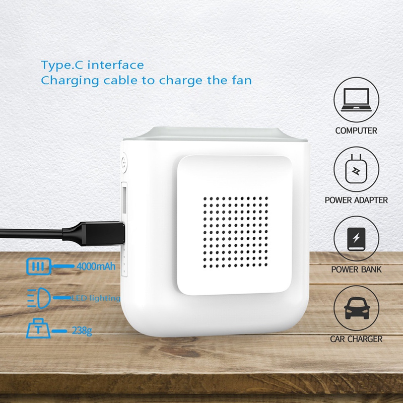 Portable Hanging Waist Fan Mini Wearable Clip 3 Strong Wind Speed Fan With 4000Mah Battery Flashlight Air Conditioner