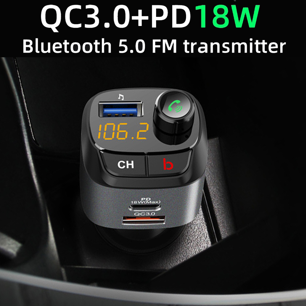 QC 3.0 Dual USB Charger Car Bluetooth 5.0 Fm Transmitter MP3 Player Car Kit TF Card Car Quick Charge Adapter Handsfree Calling
