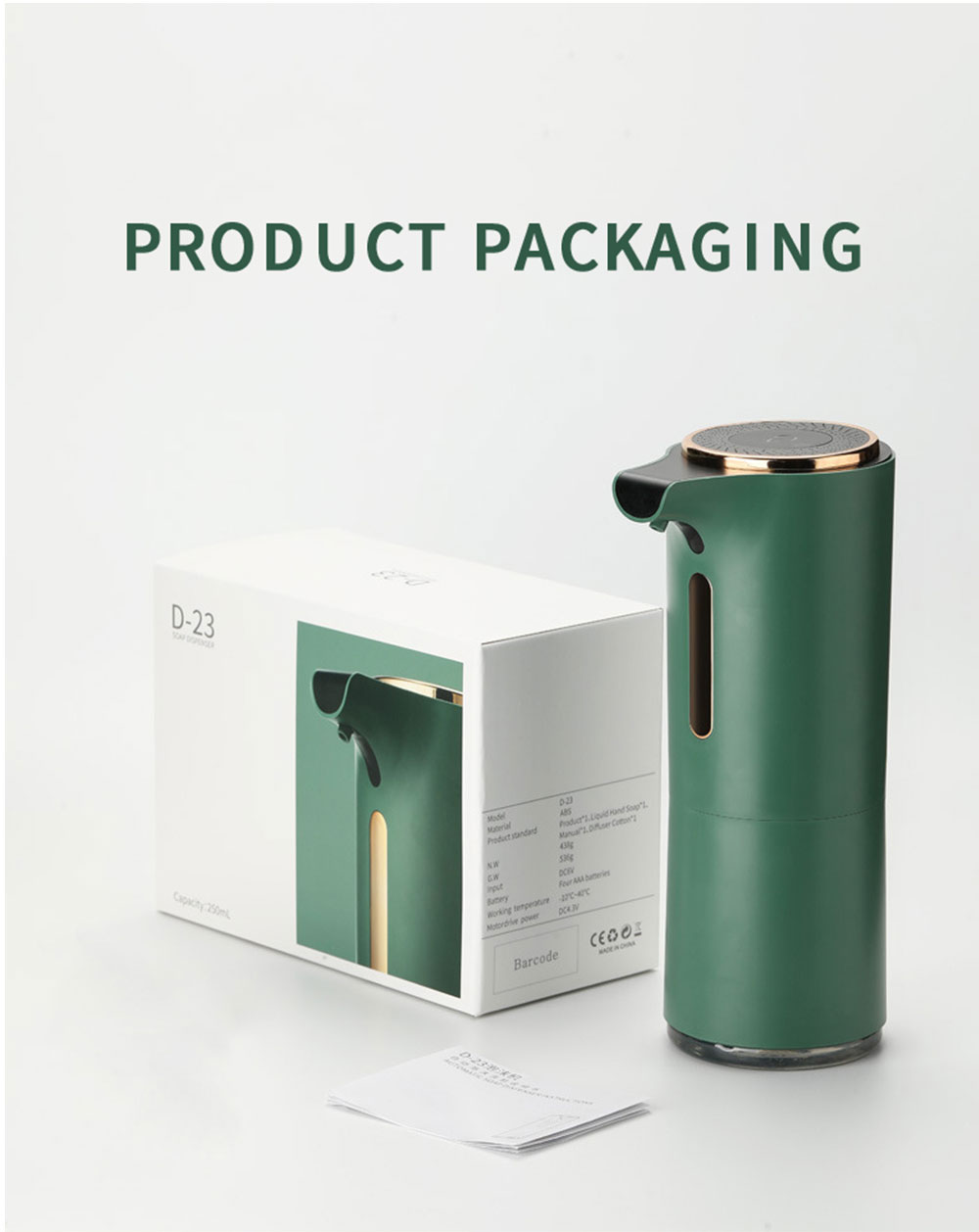Soap Dispenser Foam Container 250ml Automatic Induction Foaming Hand Washer Sensor Household Infrared Soap Dispenser