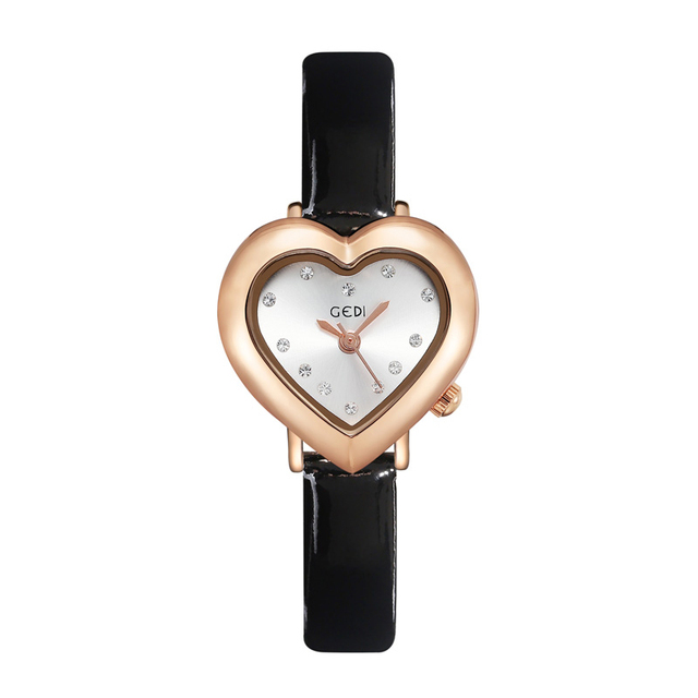 New Love Shaped Dial Small Watch for Women Waterproof Leather Quartz Ladies Clock