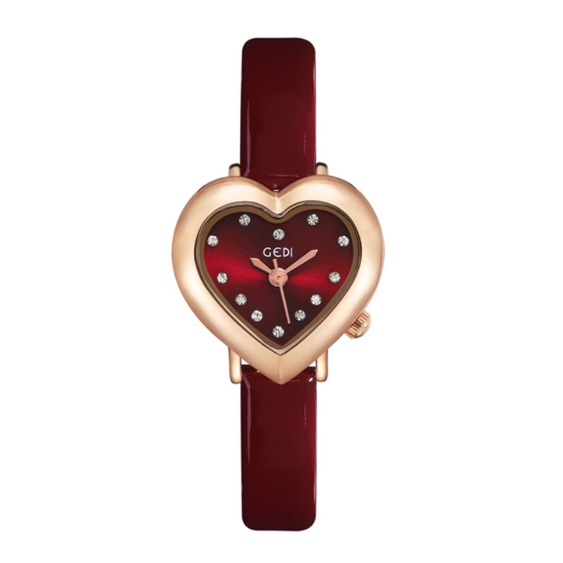 New Love Shaped Dial Small Watch for Women Waterproof Leather Quartz Ladies Clock