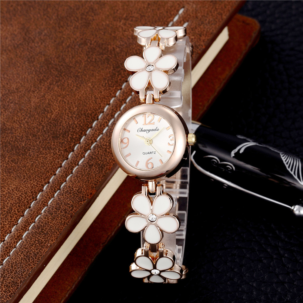 Stainless Steel Ladies Watch Flower Fashion Women Casual Watches