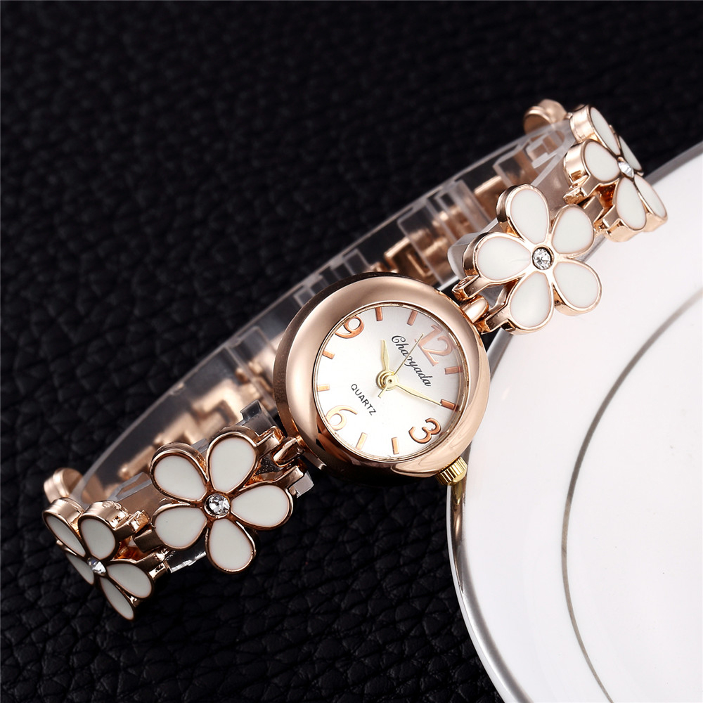 Stainless Steel Ladies Watch Flower Fashion Women Casual Watches