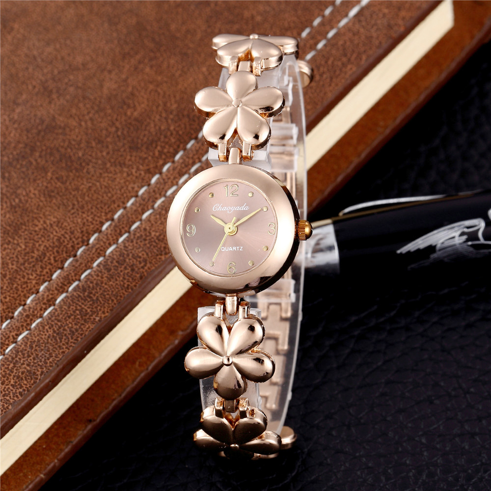 Stainless Steel Ladies Watch Flower Fashion Women Casual Watches