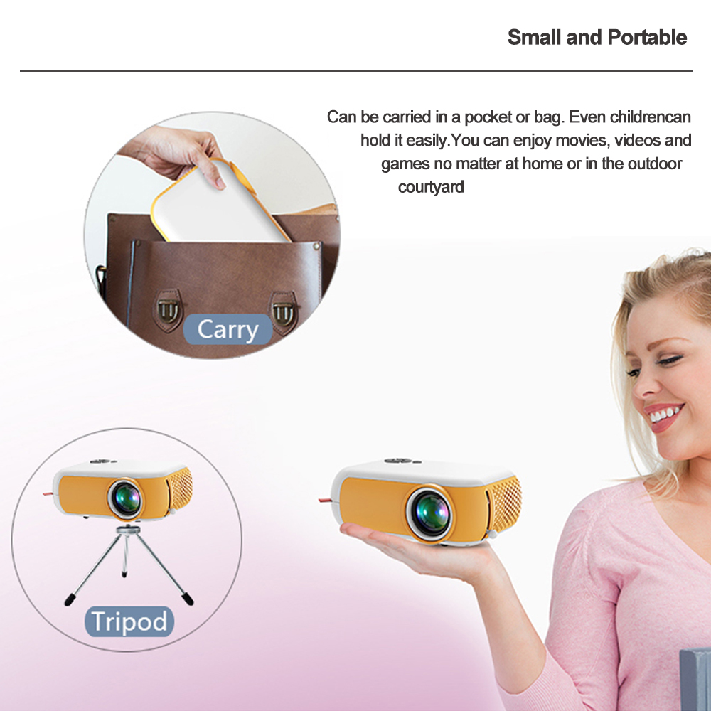 LED Mini Projector 480x360P Support 1080P Full HD HDMI-Compatible USB Video Audio Portable Home Media Video Player