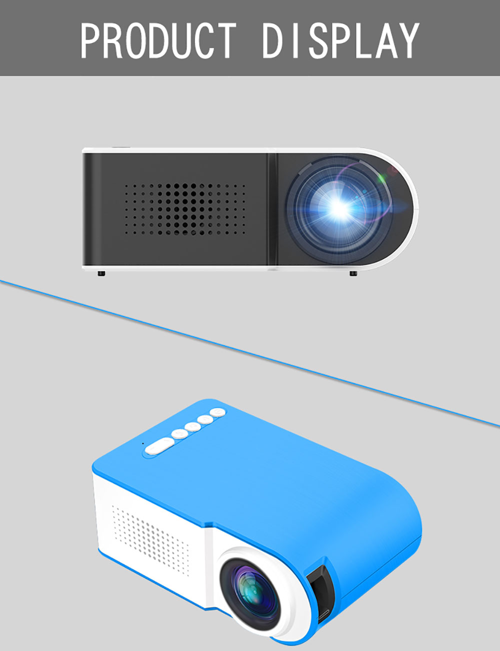 YG210 LED Mini Portable 600 Lumen 3.5mm Audio Support 1080p HD Playback HDMI-compatible USB Projector Home Media Player