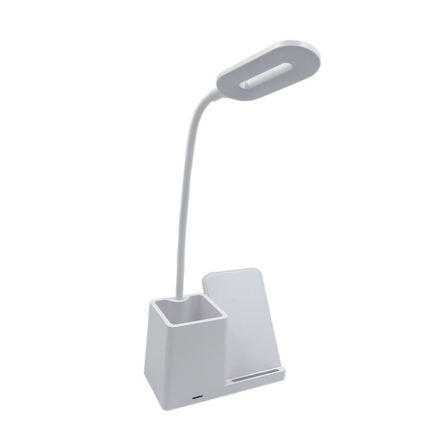 Desk Lamp Phone Wireless Charging With Pen Holder Led Table Lamp Stepless Dimming Study Office Light Bedside Table Light