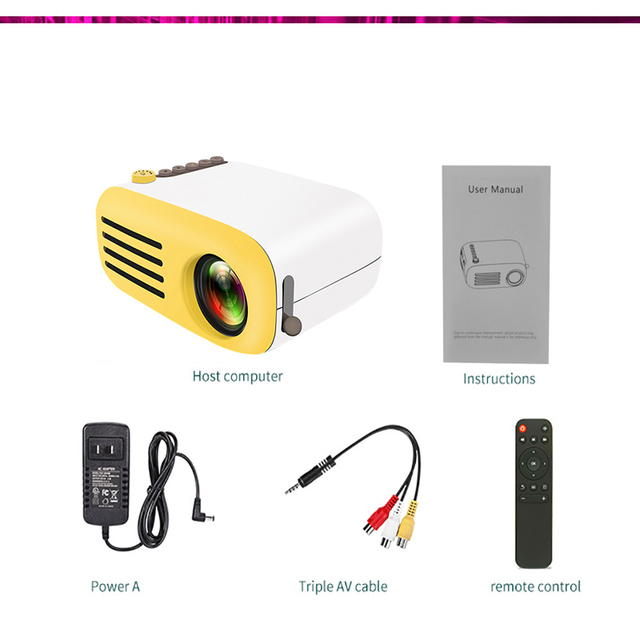 1PC YG200 LED Projetor Built-In Battery Version HDMI-compatible USB Mini Home Media Support 1080P HD Video Player