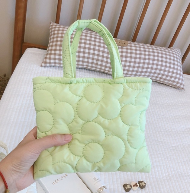 Korean Quilted Makeup Bag Small Solid Color Travel Cute Flower Women's Comestic Beauty Case Men Toiletry Bags Mini Tote Handbags