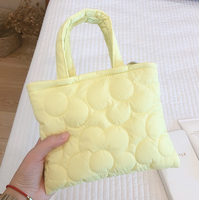 Korean Quilted Makeup Bag Small Solid Color Travel Cute Flower Women's Comestic Beauty Case Men Toiletry Bags Mini Tote Handbags