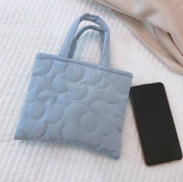 Korean Quilted Makeup Bag Small Solid Color Travel Cute Flower Women's Comestic Beauty Case Men Toiletry Bags Mini Tote Handbags