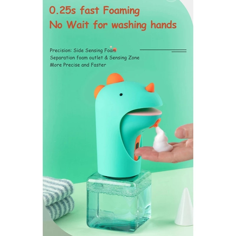 Automatic Soap Dispenser Touchless Hand Soap Dispenser for Kids Cute Dinosaur Foam Dispenser for Bathroom Countertop