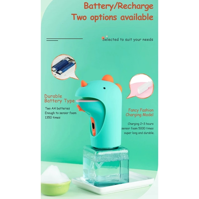 Automatic Soap Dispenser Touchless Hand Soap Dispenser for Kids Cute Dinosaur Foam Dispenser for Bathroom Countertop