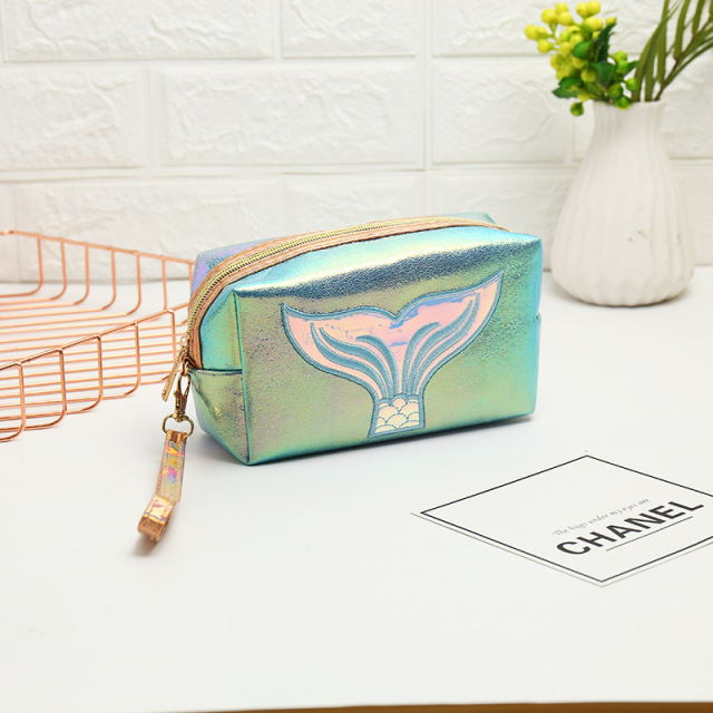 1 Pc Mermaid Women Cosmetic Bag Zipper Makeup Bag Travel Lipstick Beauty Case Waterproof  Toiletry Bag