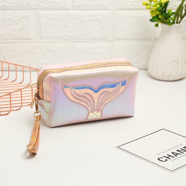 1 Pc Mermaid Women Cosmetic Bag Zipper Makeup Bag Travel Lipstick Beauty Case Waterproof  Toiletry Bag