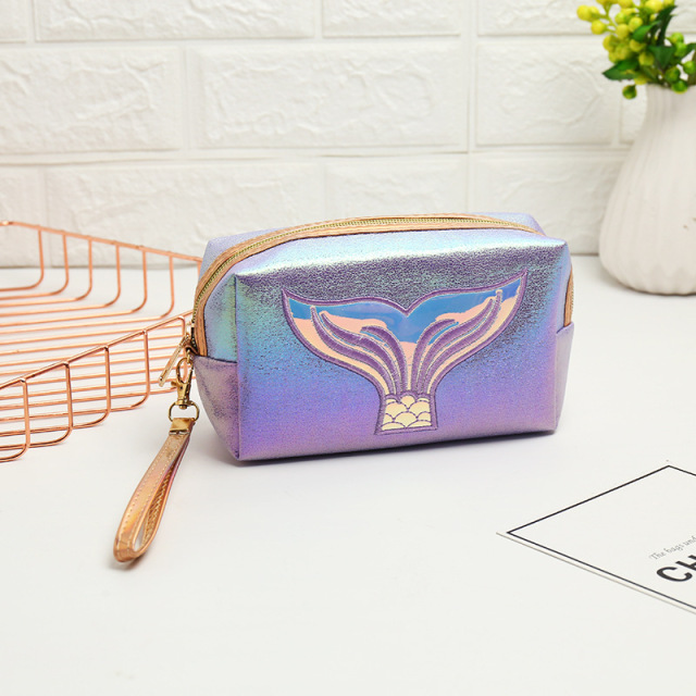 1 Pc Mermaid Women Cosmetic Bag Zipper Makeup Bag Travel Lipstick Beauty Case Waterproof  Toiletry Bag