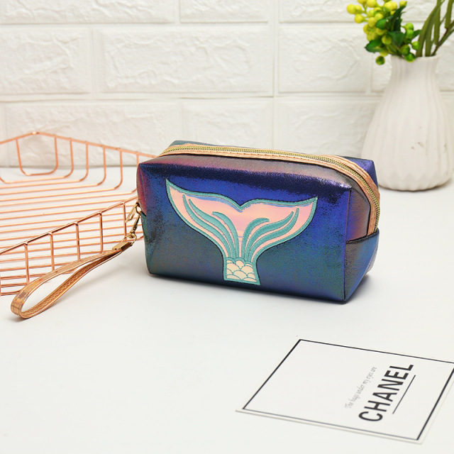 1 Pc Mermaid Women Cosmetic Bag Zipper Makeup Bag Travel Lipstick Beauty Case Waterproof  Toiletry Bag