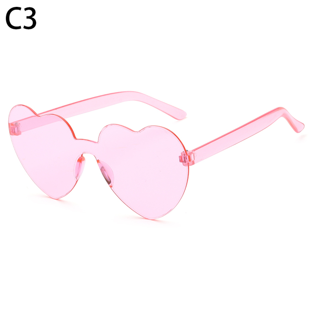 Trendy Rimless Heart Sunglasses Women UV Protection Sun Glasses Transparent Candy Color Eyewear Party Favor