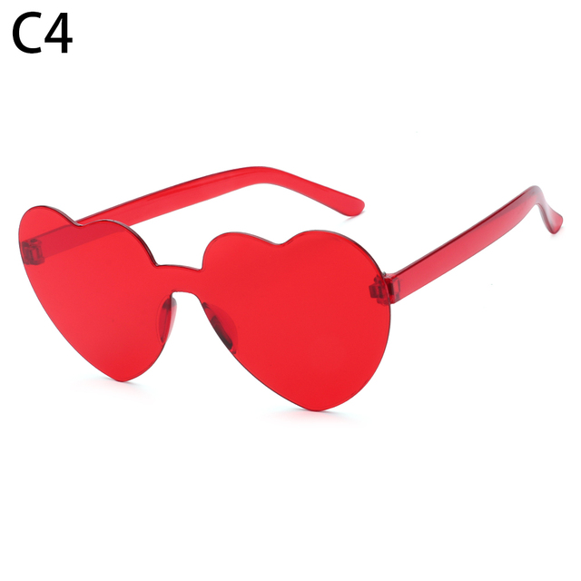 Trendy Rimless Heart Sunglasses Women UV Protection Sun Glasses Transparent Candy Color Eyewear Party Favor