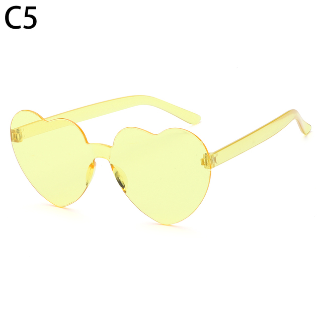 Trendy Rimless Heart Sunglasses Women UV Protection Sun Glasses Transparent Candy Color Eyewear Party Favor