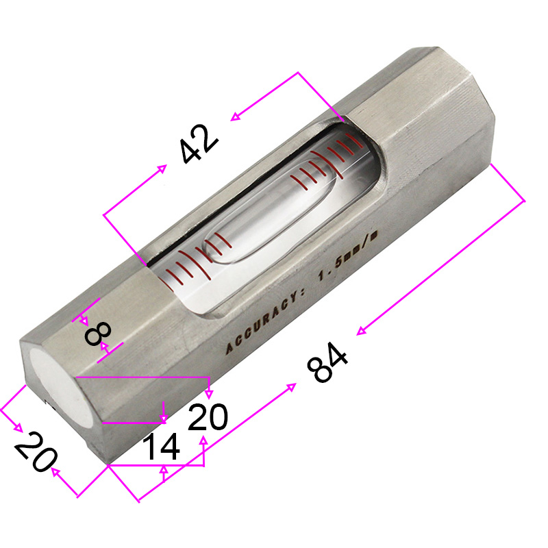 Mini Bar Type Spirit Level Bubble Stainless Steel Mini Level Bubble for Machine Tool length 84mm
