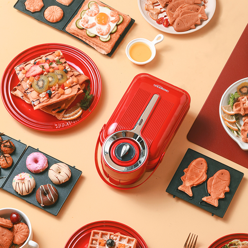 Electric Sandwich Maker Timing Waffle Maker Bread Toaster Pancake Donuts Baker Multifunction Breakfast Machine Sandwichera 220V