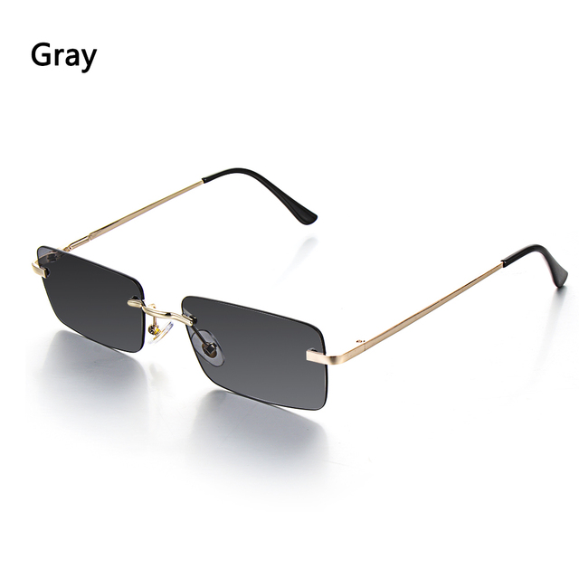 Fashion Rectangle Rimless Sunglasses Square Vintage Glasses Luxury Design Unisex Retro Frame Gradient Glasses UV400 Eyewear
