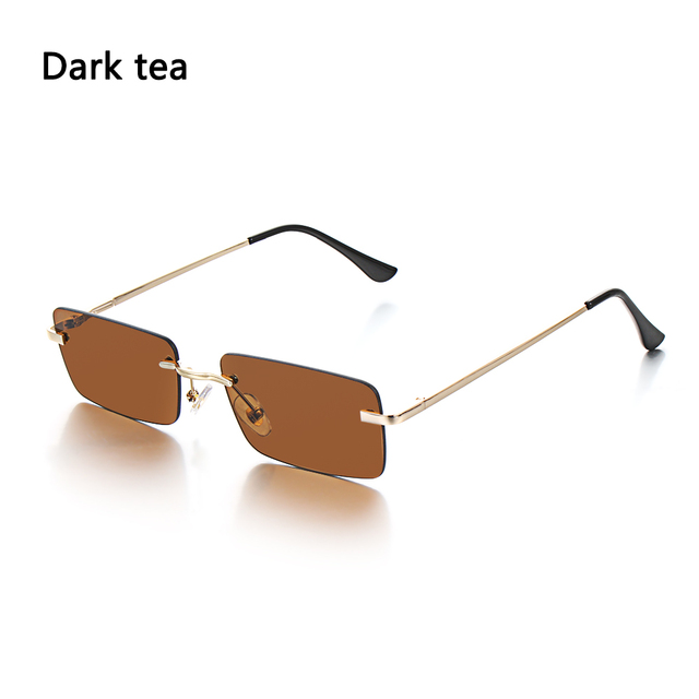 Fashion Rectangle Rimless Sunglasses Square Vintage Glasses Luxury Design Unisex Retro Frame Gradient Glasses UV400 Eyewear