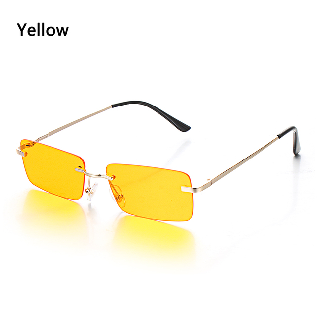 Fashion Rectangle Rimless Sunglasses Square Vintage Glasses Luxury Design Unisex Retro Frame Gradient Glasses UV400 Eyewear