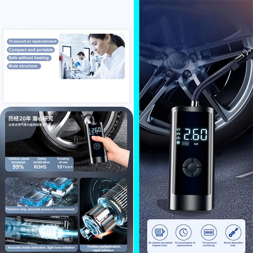 Car Air Inflator Pump  Portable Multifunctional  Wireless Intelligent Digital Display Air Compressor Inflatable Pump