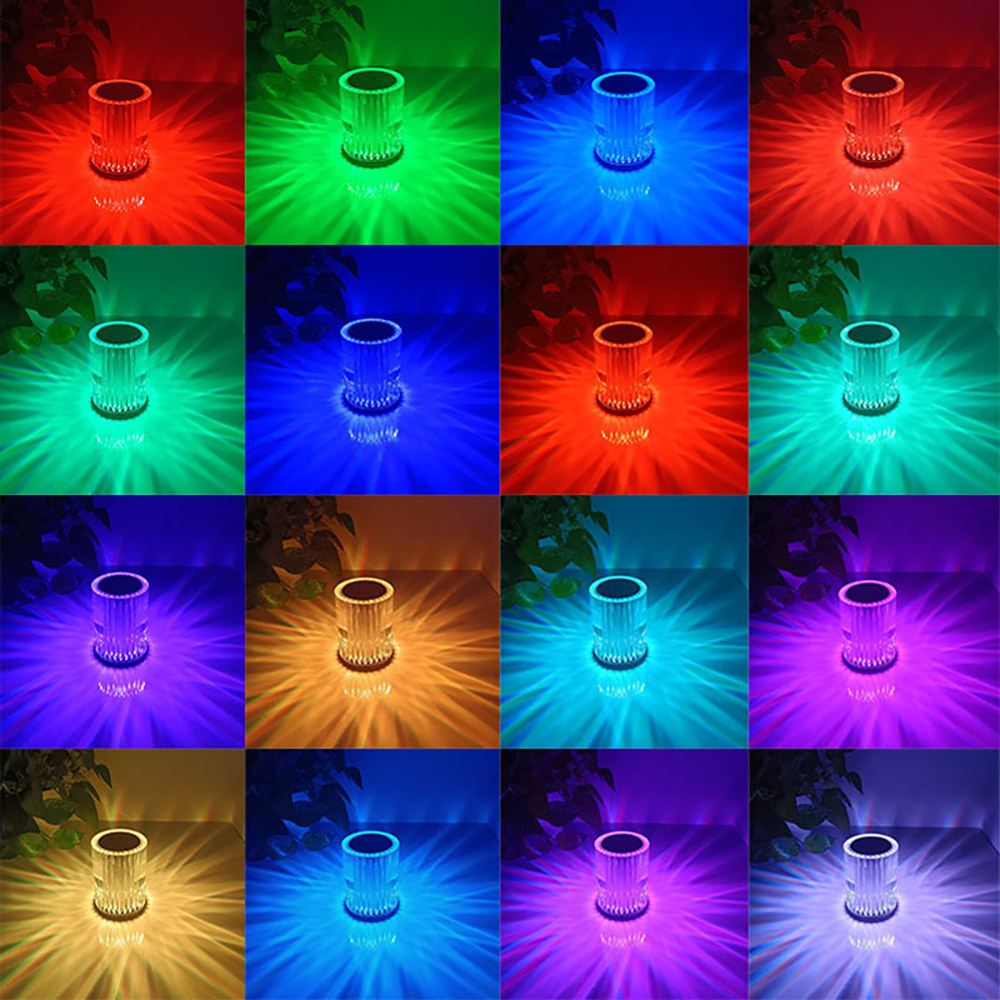 RGB lamp rechargeable crystal lamp remote control 16 color changing bar table lamp restaurant Decorative Night Lamp
