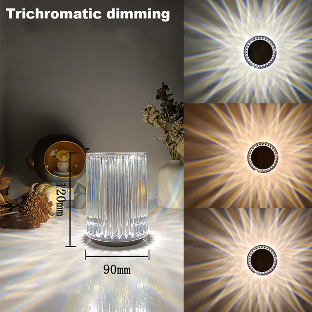 RGB lamp rechargeable crystal lamp remote control 16 color changing bar table lamp restaurant Decorative Night Lamp